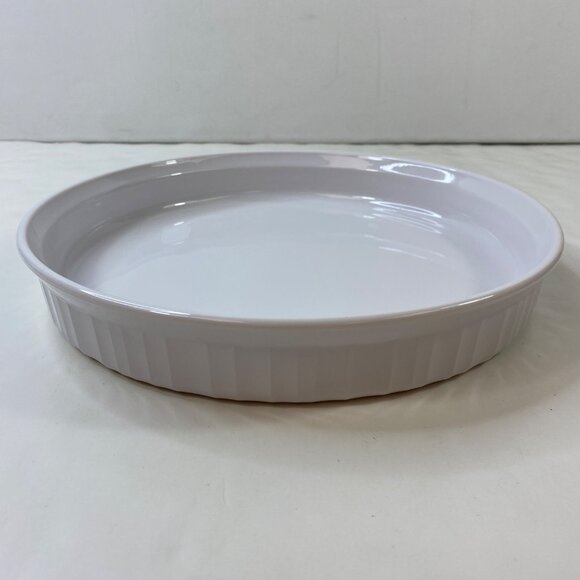 Corning Ware French White Pie Plate Fluted 10.5" Round Quiche Baking Dish - Picture 1 of 7